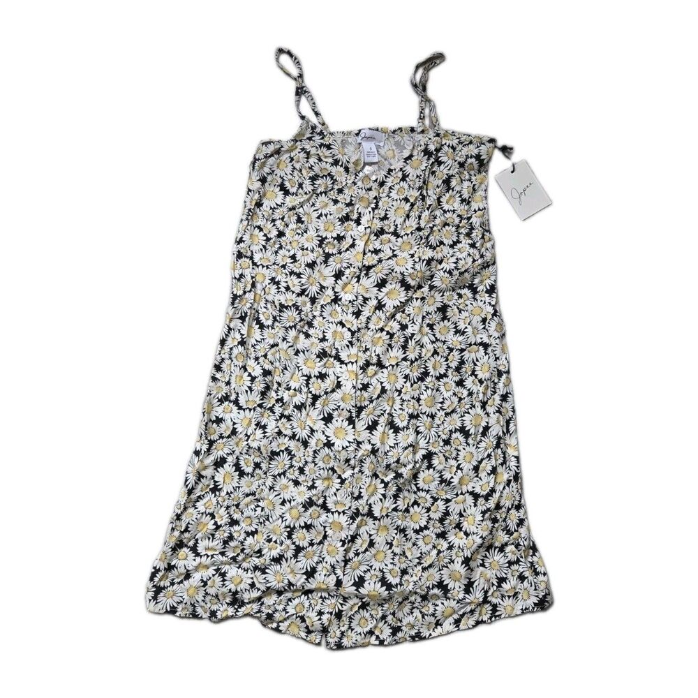 NWT Japna Black & White Daisy Button Front Sleeveless Dress Size S Boho